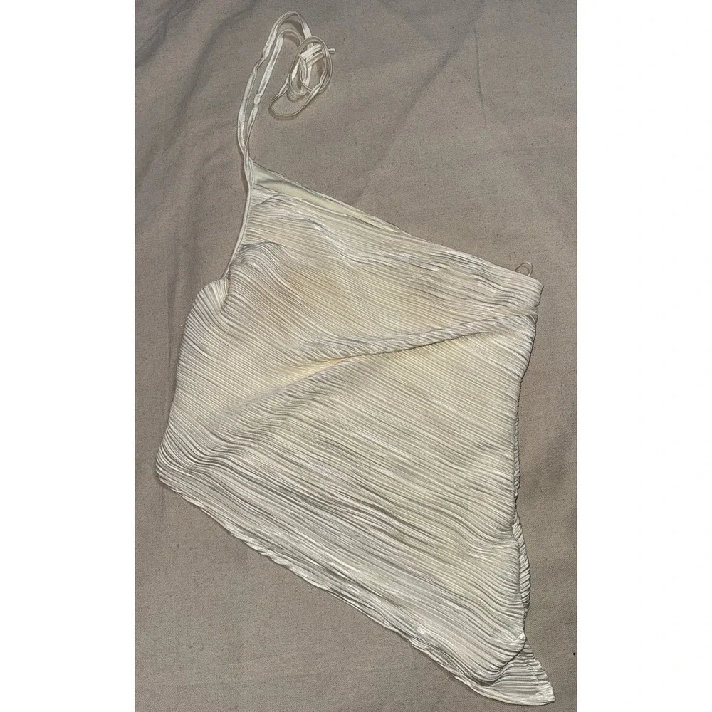 Skylar Rose ASOS Women's M Cream Set Outfit One Shoulder Top‎ Wide Leg Pants